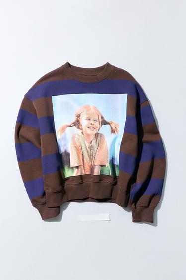 PIPPI CALZASLARGAS © ASTRID LINDGREN COMPANY ストライプ柄スウェットシャツブラウンZaraのPIPPI CALZASLARGAS © ASTRID LINDGREN COMPANY ストライプ柄スウェットシャツ - ブラウン