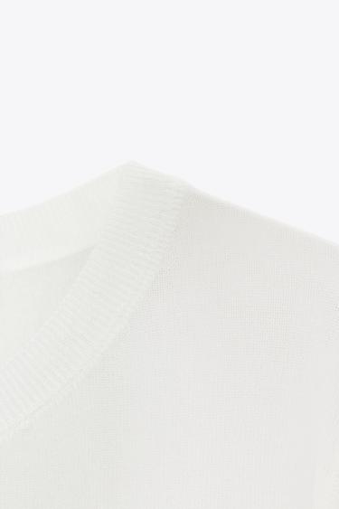 TOP EN MAILLE MANCHES COURTES - Blanc de Zara - Image 4