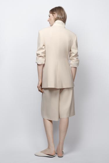 ZW COLLECTION LIMITED EDITION WOOL BLEND STRAIGHT BLAZER - Beige by Zara - Image 3