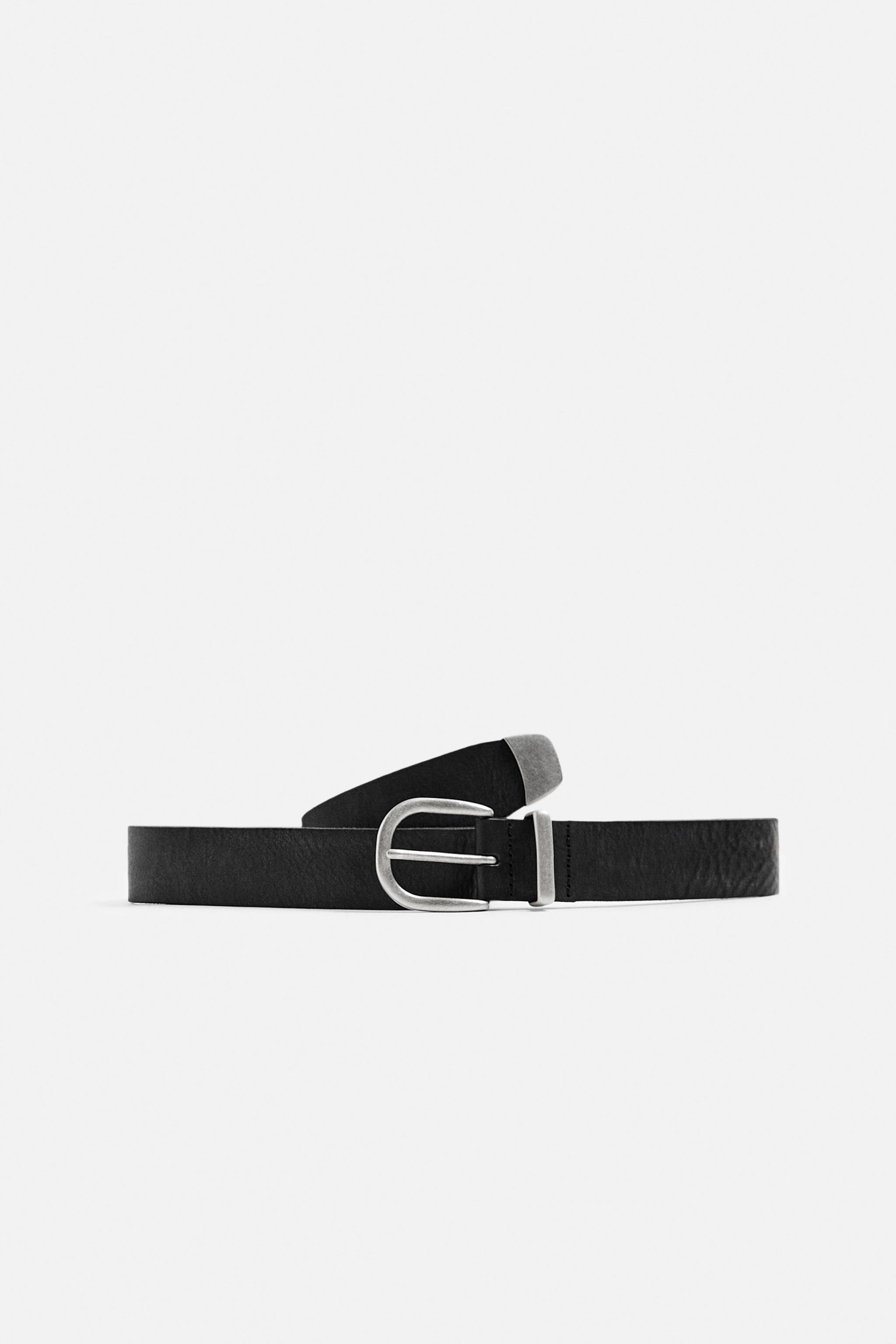 WASHED LEATHER BELT - Anthracite grey | ZARA Australia