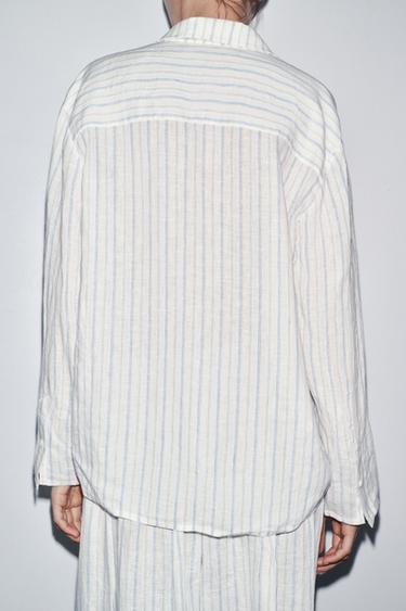 CHEMISE PYJAMA RAYURES LIN ZW COLLECTION - rayures de Zara - Image 3