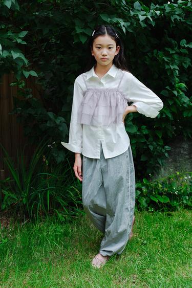 NYLON SAROUEL TROUSERS WITH CONTRAST TRIM - Grey by Zara