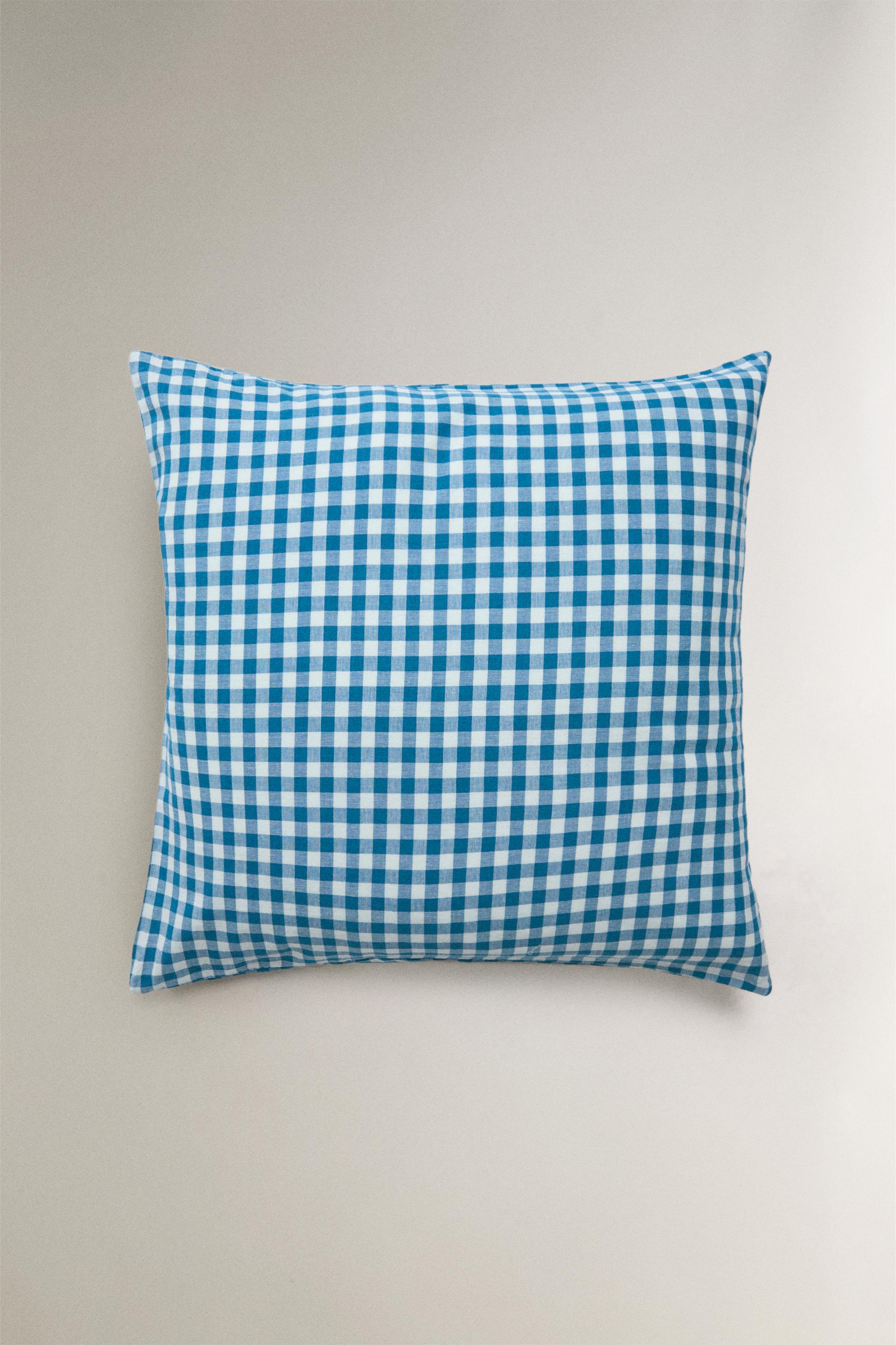KIDS' CHECKERED CHIFFON PILLOWCASE — Bluish