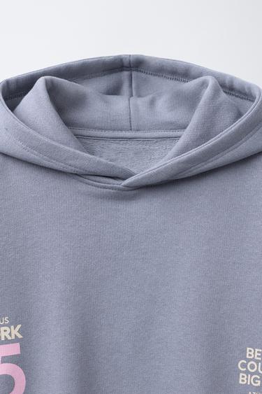 SWEAT À CAPUCHE À BANDES - Bleu moyen de Zara - Image 2
