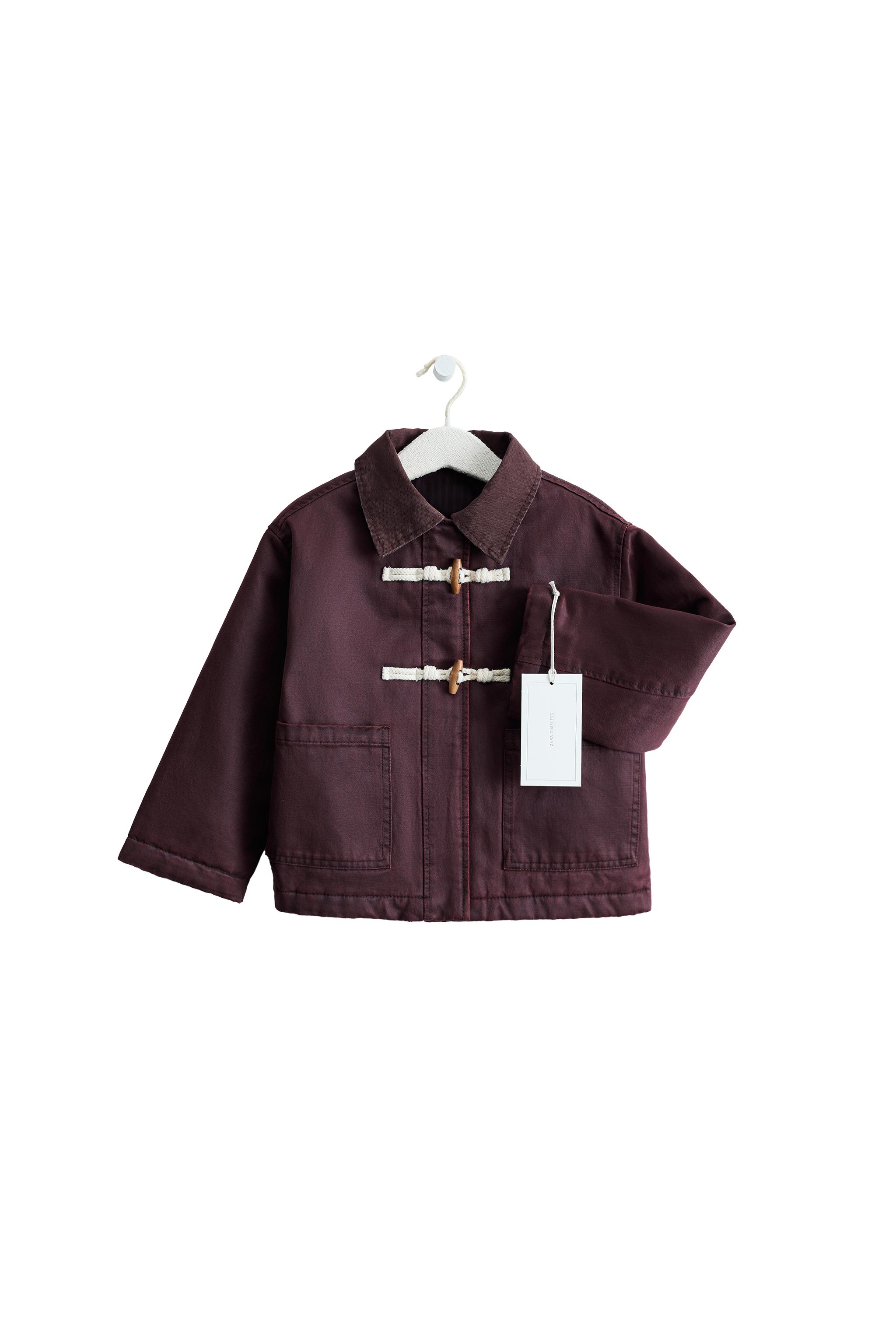 kazki ザラコート ZARA TIMELESS - WAX-EFFECT FROG FASTENING JACKET - Eggplant | ZARA