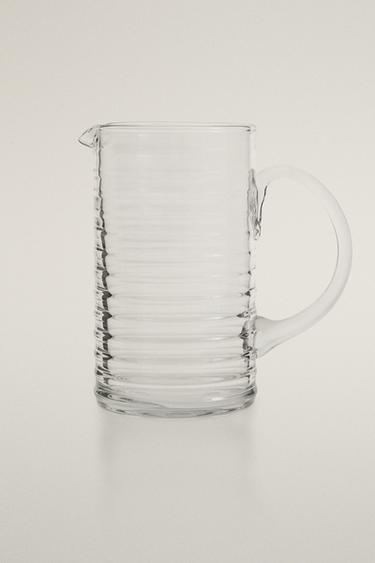 JARRA DE VIDRO COM RELEVO E LINHAS - Transparente da Zara - Imagem 0