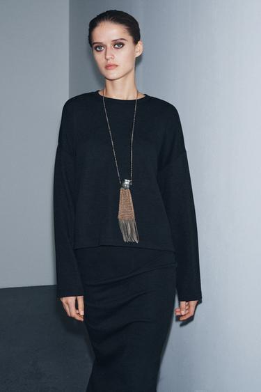 TOP SOFT MANGA LARGA - gris antracita de Zara