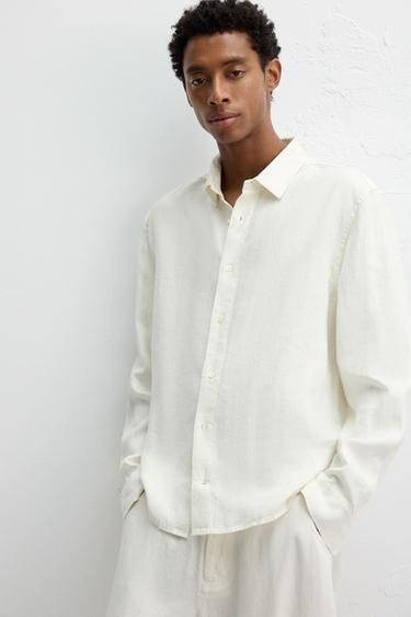 RELAXED FIT 100% HEMP SHIRT - Oyster-white by Zara - Image 4