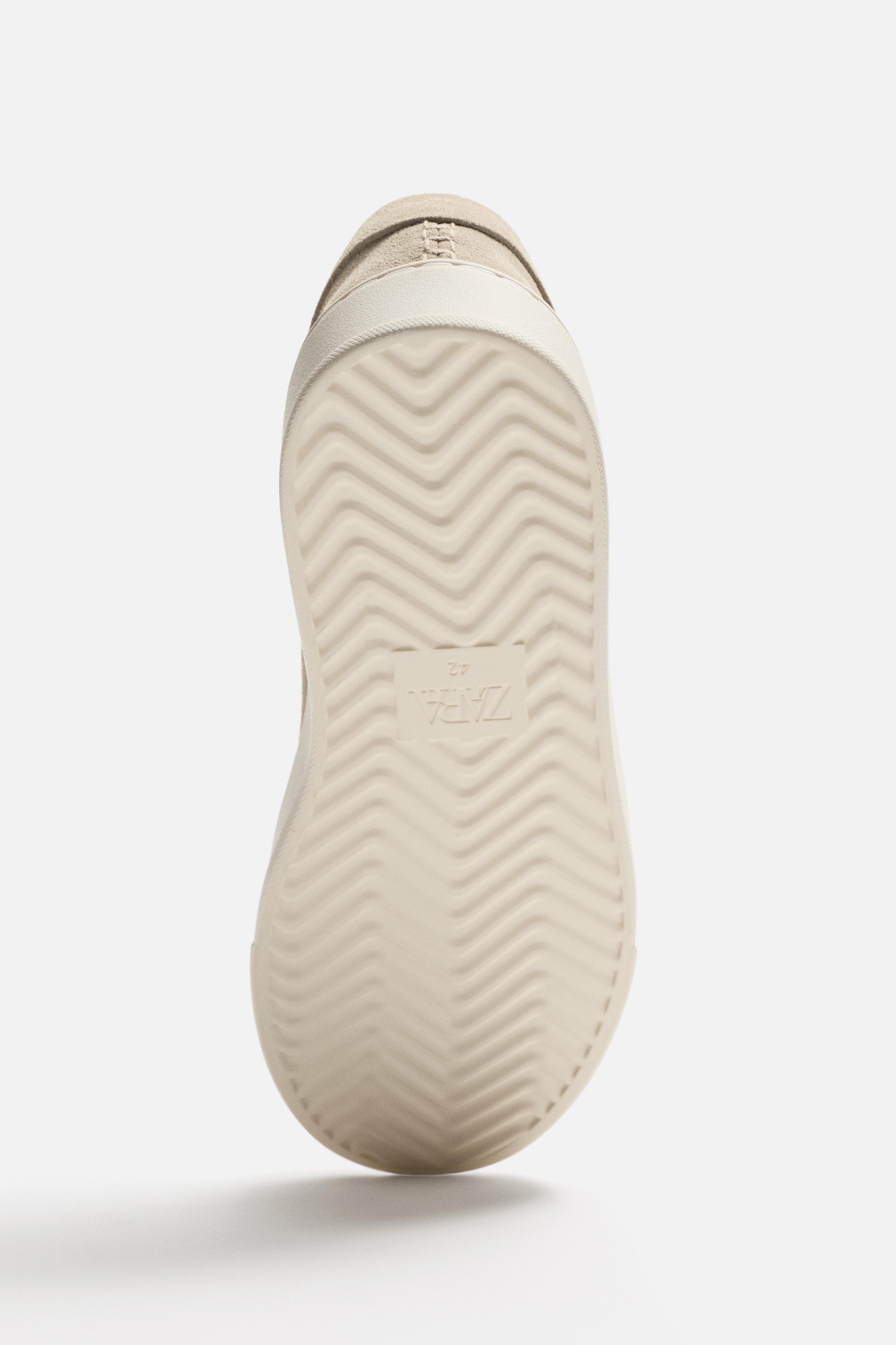 LEATHER SNEAKERS - SAND/BROWN | ZARA United States