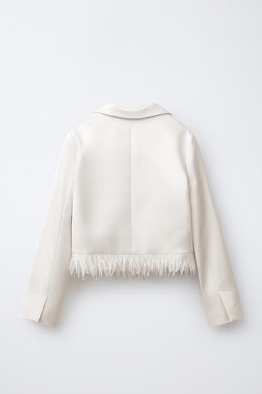 VESTE SATINÉE À PLUMES - Cave de Zara - Image 1