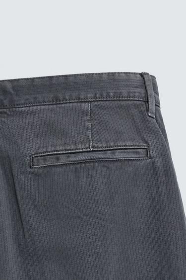 WASHED TEXTURED COTTON TROUSERS - Light indigo by Zara - Image 9