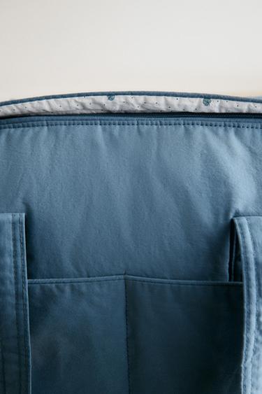 LEAF PRINT COTTON MATERNITY BAG - Blue by Zara