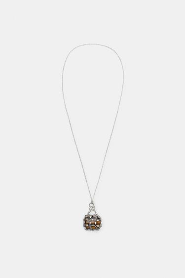 Zara STONE JEWEL SACK NECKLACE - Silver