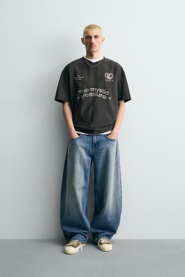 CAMISETA LAVADA ESTAMPADOS - Gris antracita de Zara - Imagen 0