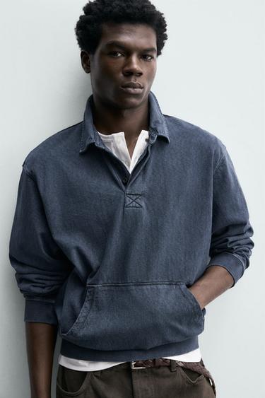 POLO REGULAR FIT EFFET DÉLAVÉ - Bleu de Zara - Image 4