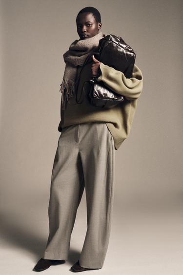 PANTALON BALLOON À CHEVRONS ZW COLLECTION - Beige chiné de Zara - Image 6