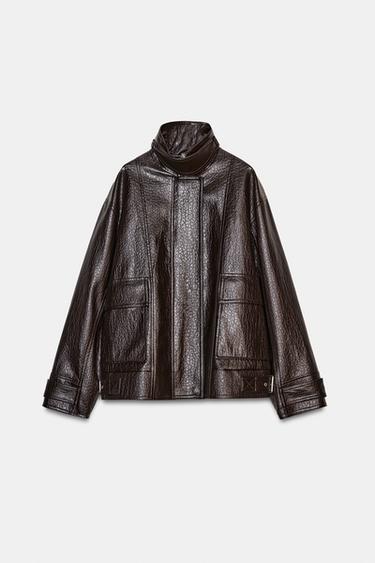 ZW COLLECTION FAUX LEATHER JACKET - Brown by Zara - Image 4