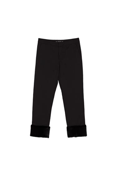 TROUSERS WITH FAUX FUR CUFFS