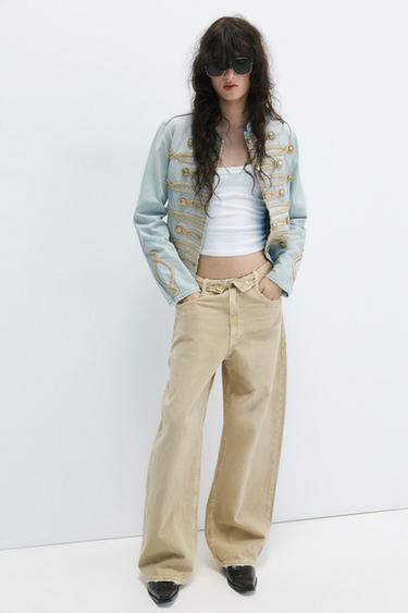 JEANS TRF CINTURA DOBLADA TIRO MEDIO - Tostado de Zara