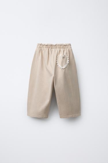 BAGGY TROUSERS WITH CROCHET DETAIL - Light beige by Zara - Image 1