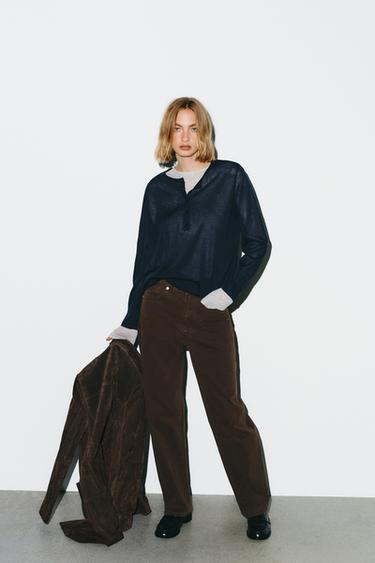 TRF BAGGY MID-WAIST JEANS - Brown by Zara