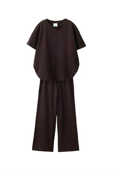 Zara T-SÄRGI JA LAIA SÄÄREGA PÜKSTE KOMPLEKT - Brown