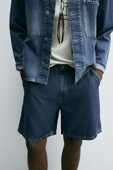 BERMUDA EN DENIM LÉGER STRAIGHT FIT - Bleu de Zara