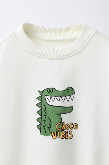 CROCODILE PRINT SWEATSHIRT - Ecru by Zara - Image 2