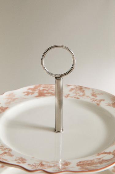 TWO-TIER PORCELAIN TRAY WITH DESIGN - Pink / White by Zara - Image 3