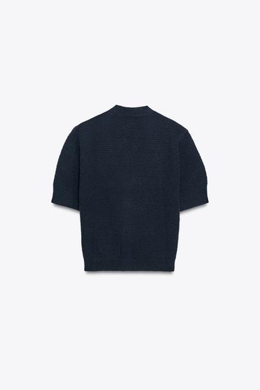 JACKE MIT STRUKTURMUSTER, KNÖPFEN UND STERN - Marineblau von Zara