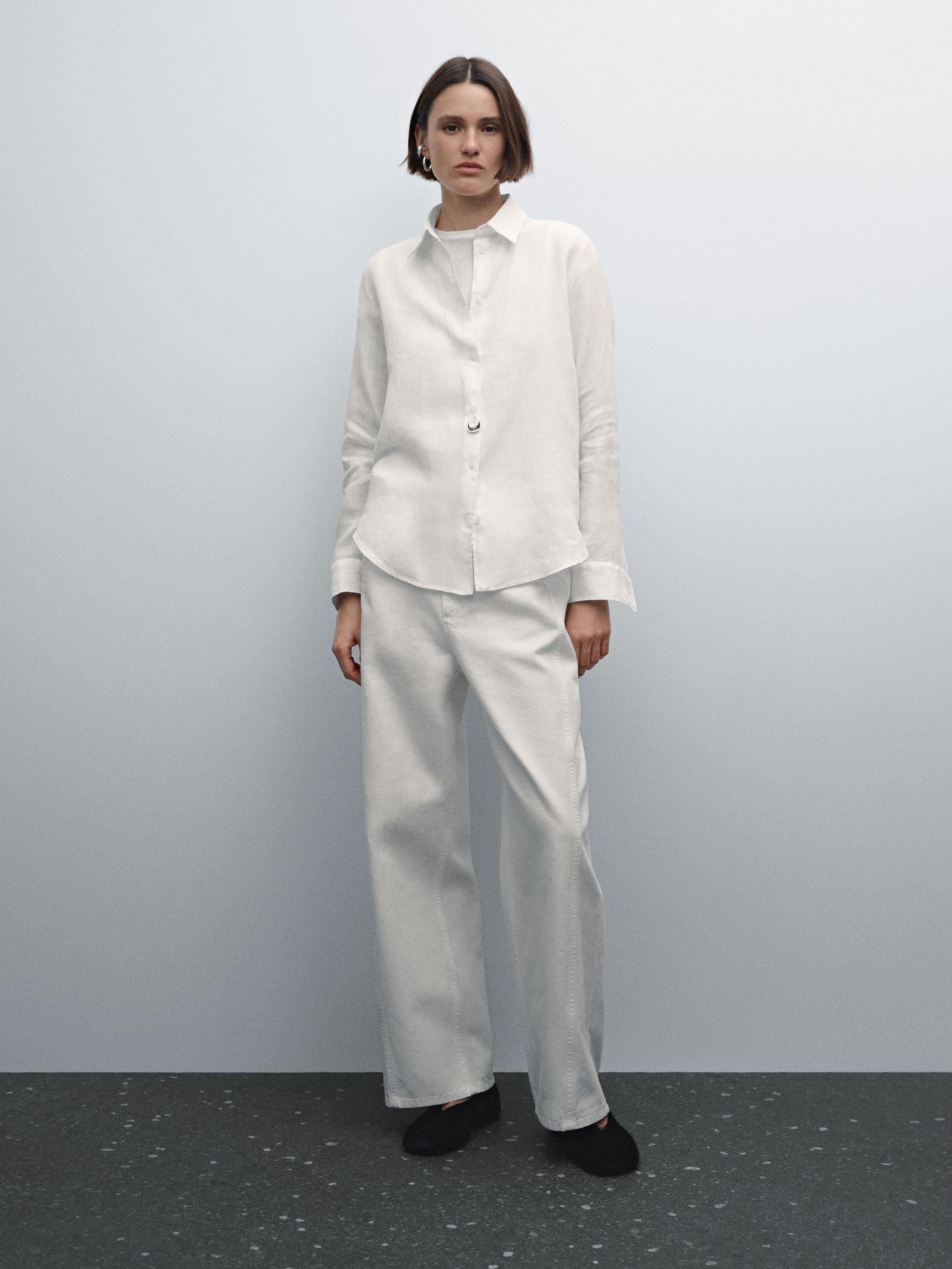 Flowing 100% linen shirt - White | ZARA United States Flowing 100% linen shirt - White | ZARA United States