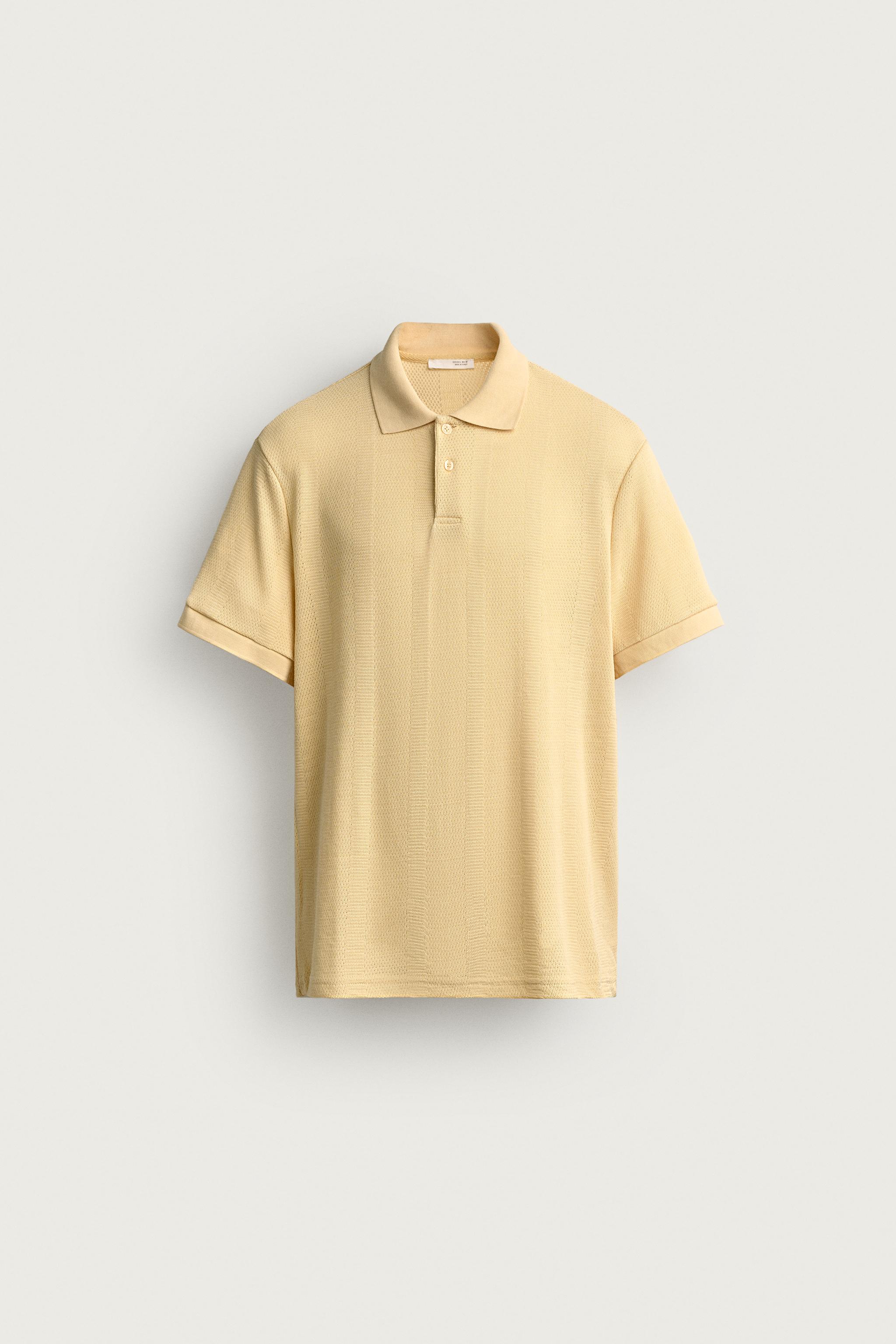 STRIPED JACQUARD REGULAR FIT POLO — Yellow
