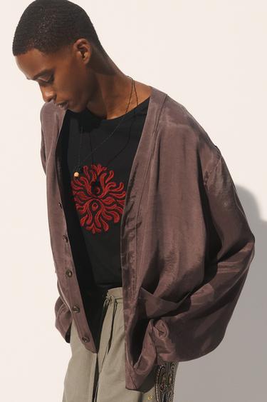 RELAXED FIT LYOCELL-VISCOSE JACKET - Grey by Zara - Image 1