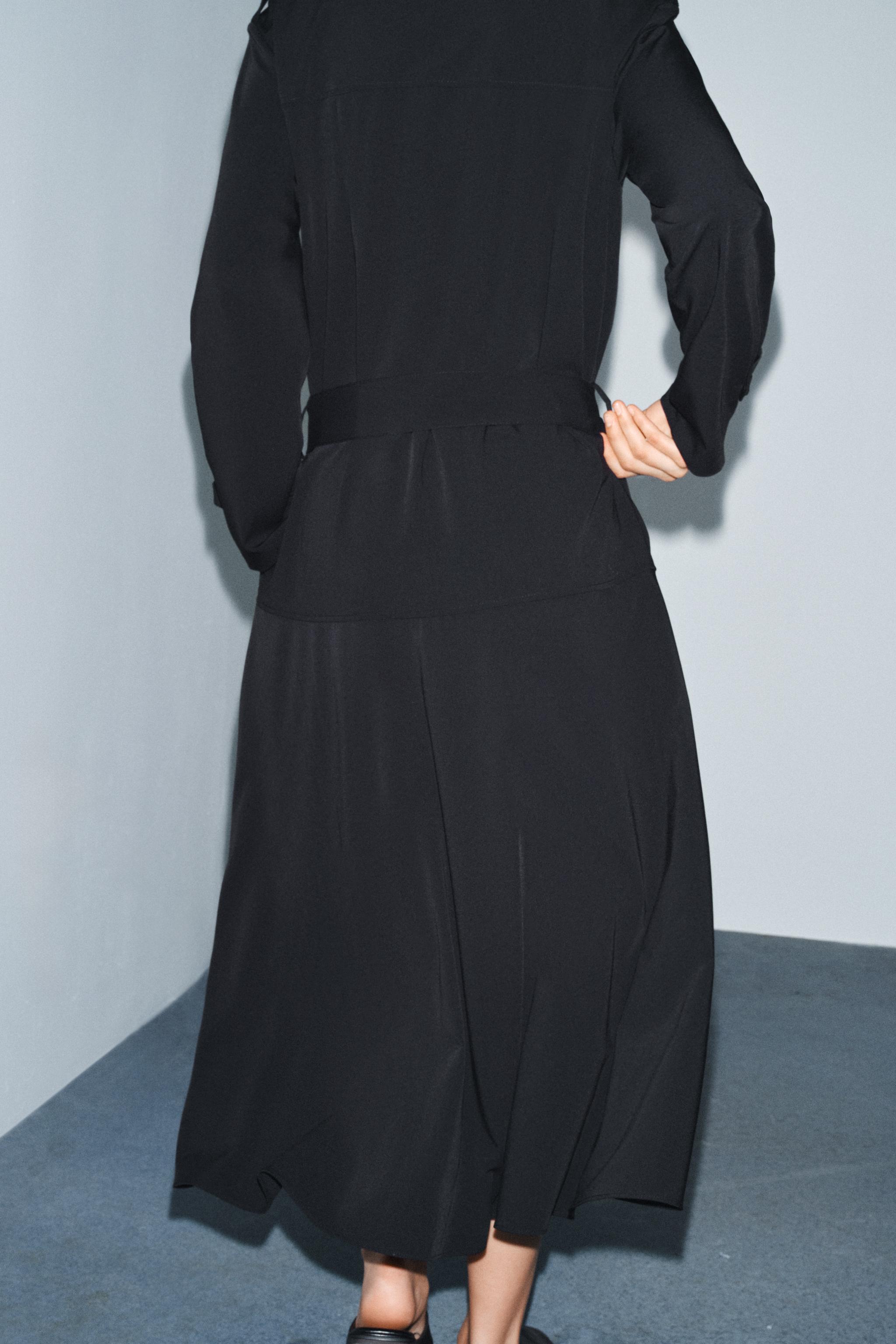 トレンチコート風ミディワンピースZW COLLECTION - ブラック | ZARA