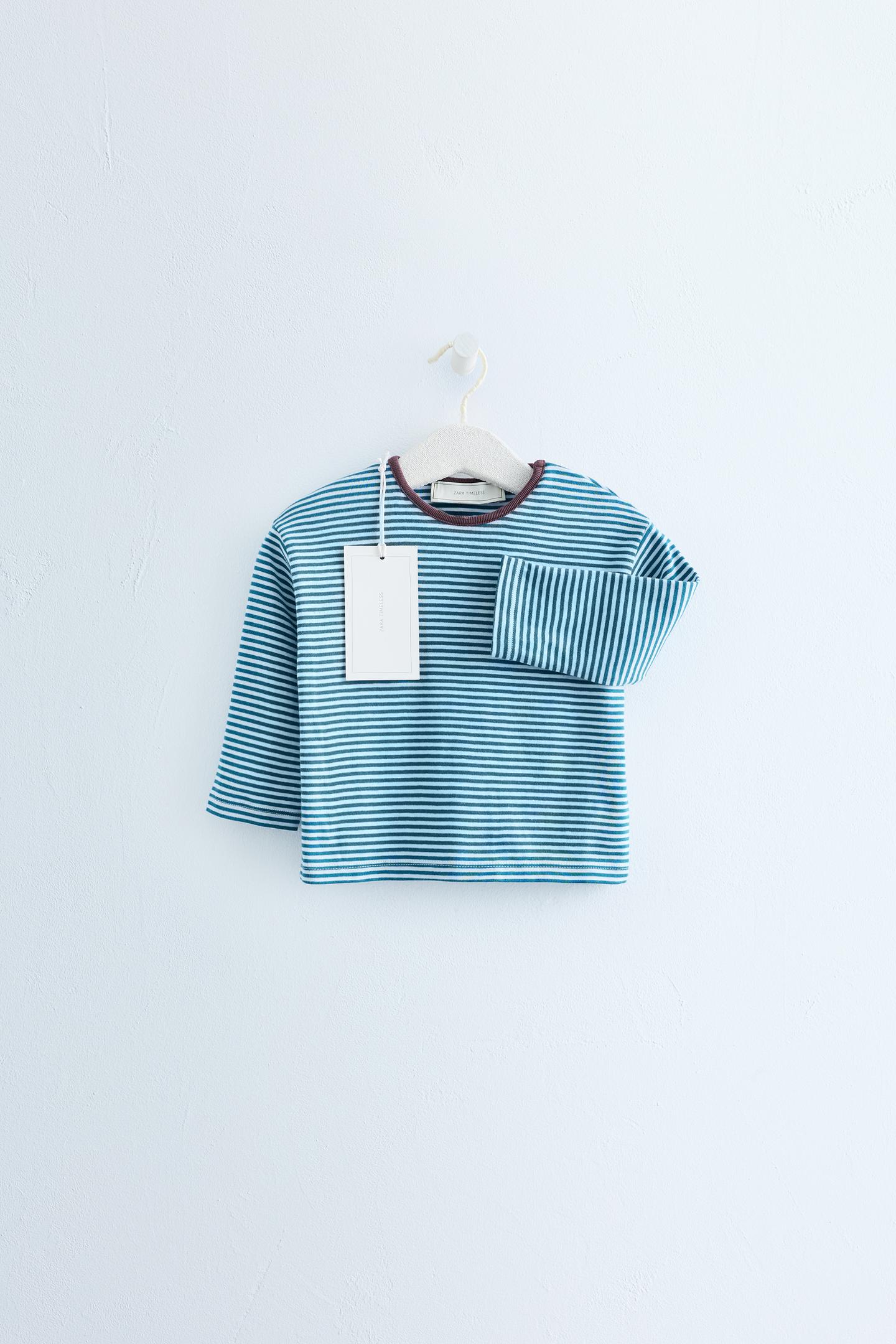 Детская футболка Zara Timeless - Striped Print, цвет: Синий — фото 1