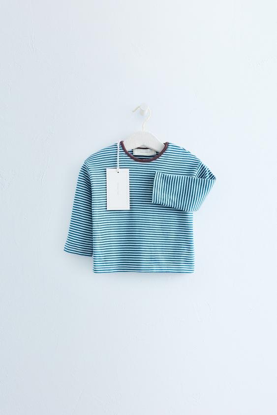Zaras Zara Timeless – randig T-shirt - Skimrande blå - Bild 0