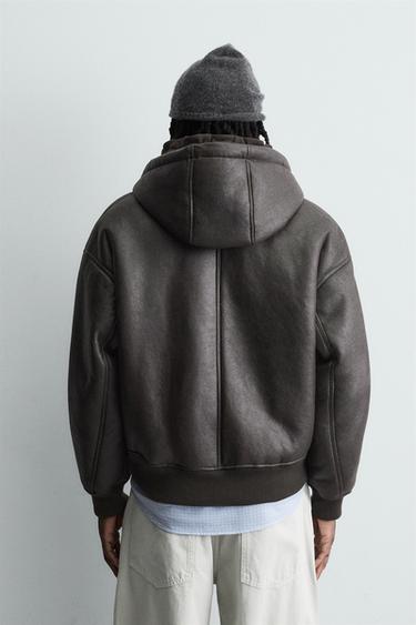 BLOUSON EN MATIÈRE SYNTHÉTIQUE DOUBLE FACE - Marron de Zara - Image 2