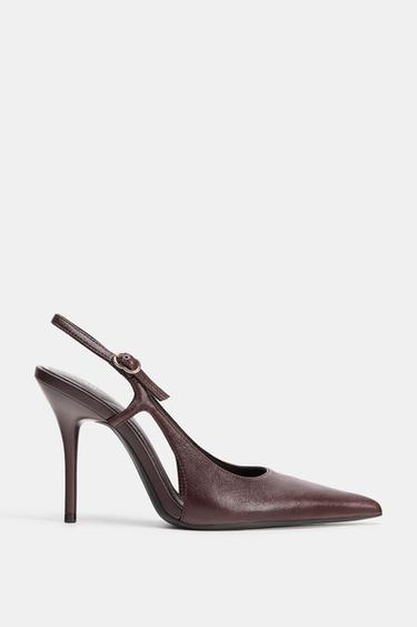 ZAPATO TACÓN PIEL - Rojo Burdeos de Zara