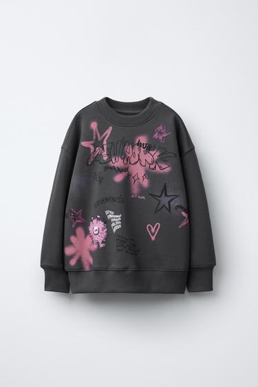 SUDADERA GRAFFITI - Gris antracita de Zara - Imagen 0