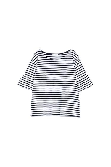 T-SHIRT WITH FRILLED SLEEVES