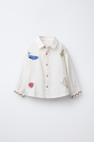 EMBROIDERED SHIRT - Ecru by Zara - Image 0