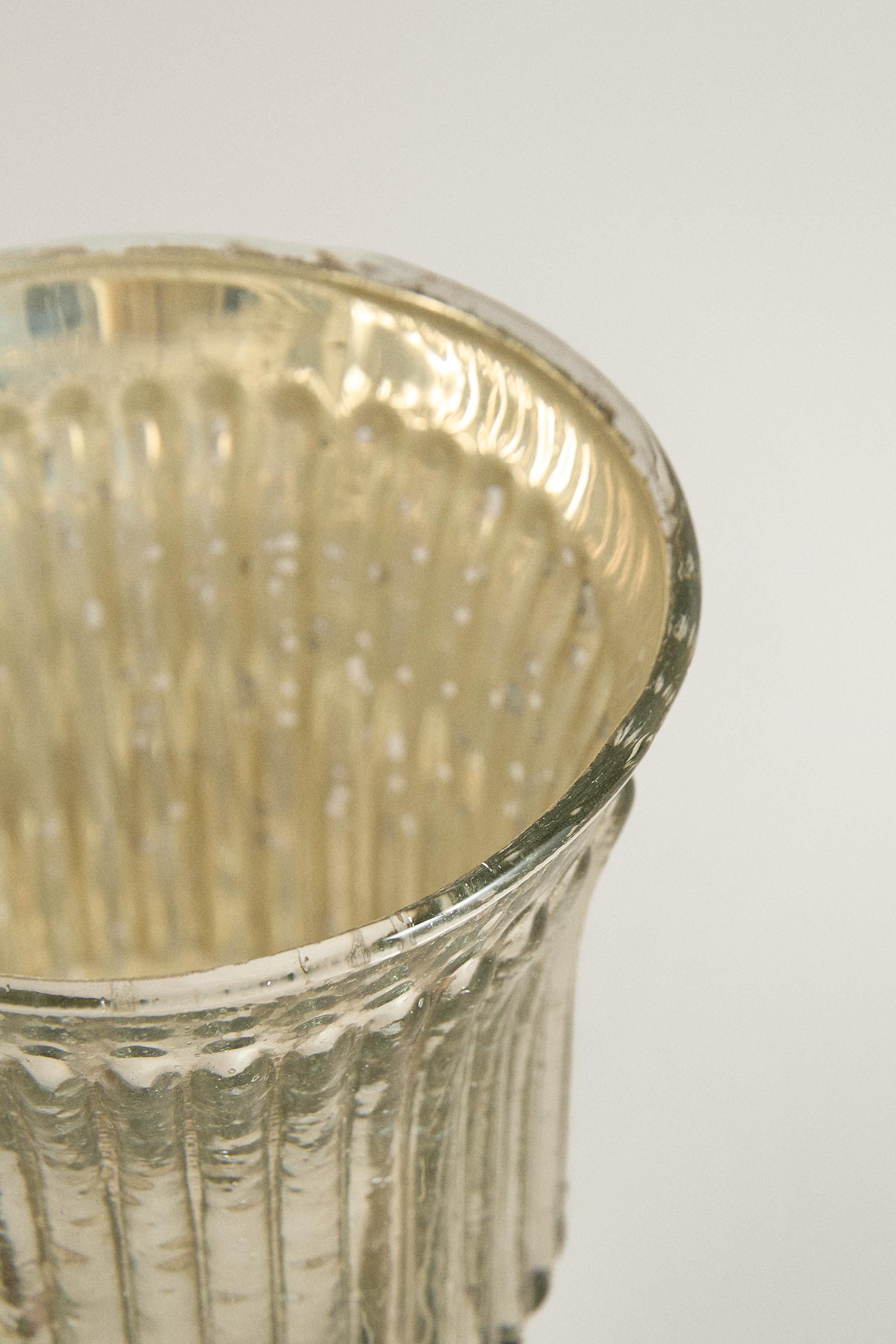 MERCURY GLASS CHRISTMAS CANDLE HOLDER