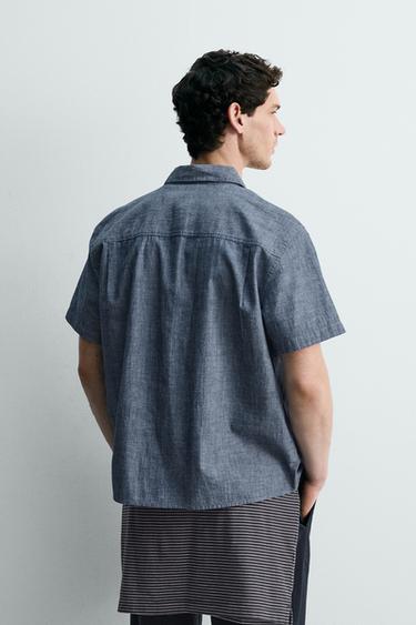 CHAMBRAY DENIM SHIRT - Mid-blue by Zara - Image 2