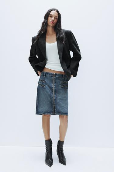 BLAZER CROP CUADROS OVERSIZE - Gris vigoré de Zara