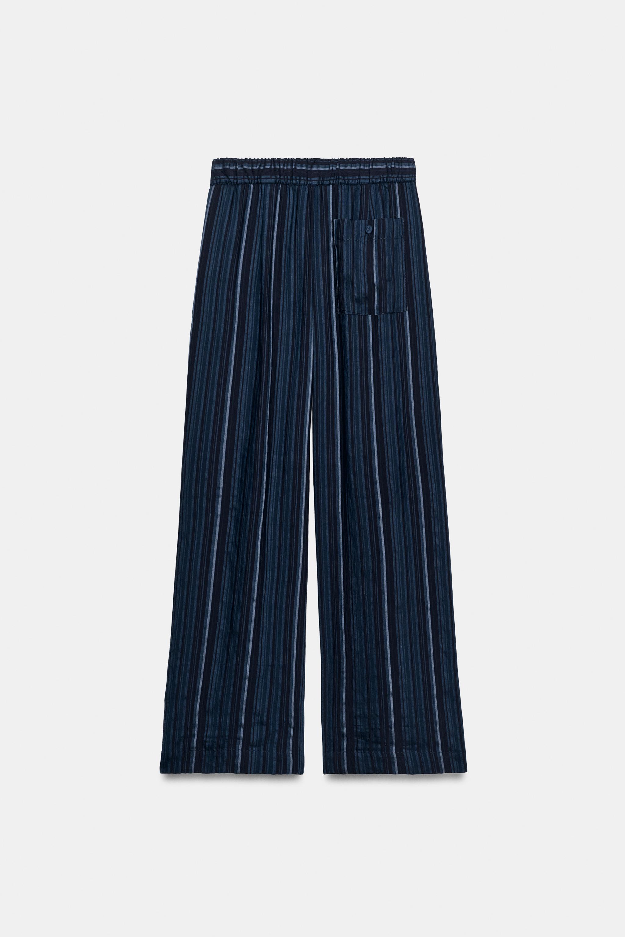 Женские брюки Zara ZW COLLECTION STRIPED PALAZZO TROUSERS — фото 5