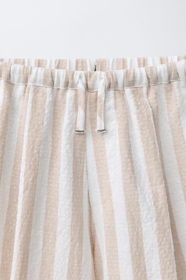 STRIPED BALLOON TROUSERS WITH PLEATS - Ecru / Beige by Zara - Image 2