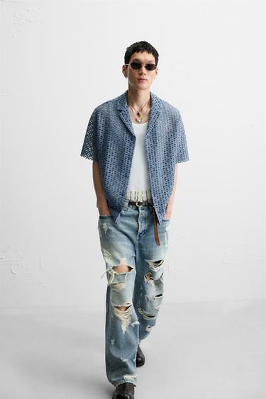 OPEN TEXTURED SHIRT - Light blue by Zara - Image 6
