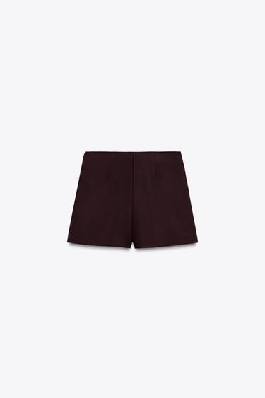 RAISED BUTTON SKORT - Burgundy by Zara - Image 4