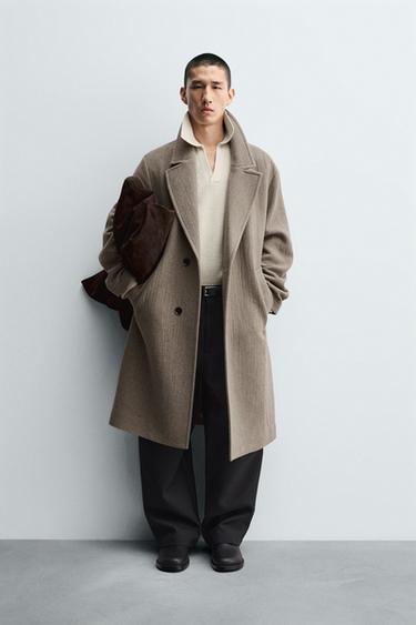 RELAXED FIT WOOL COAT - Brown / Taupe by Zara
