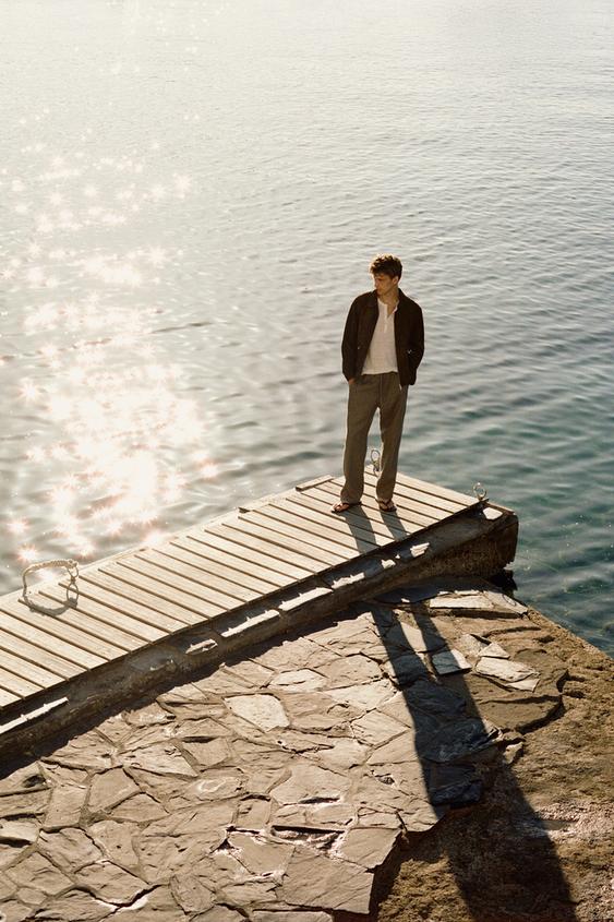 Zara 100% linen relaxed fit pants - Mink - Image 0